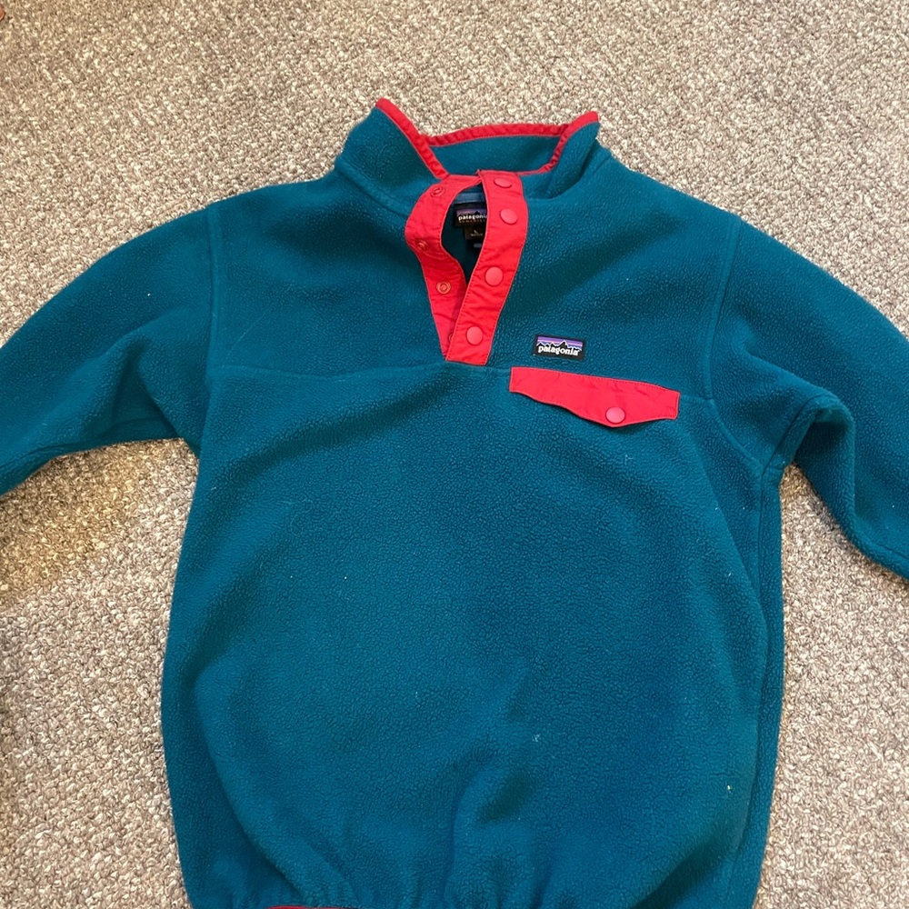 turquoise patigonia fleece pullover